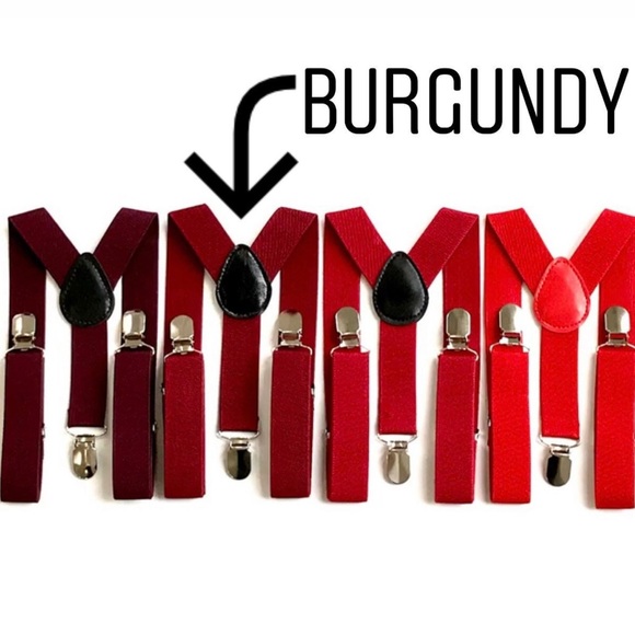 Burgundy y-back elastic suspenders - Picture 3 of 3